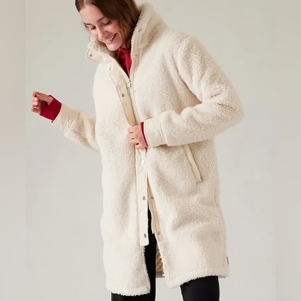 Women's Cream Teddy Coat Hybrid
